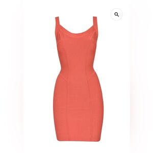 Hervé Léger Orange Bodycon Mini Dress
